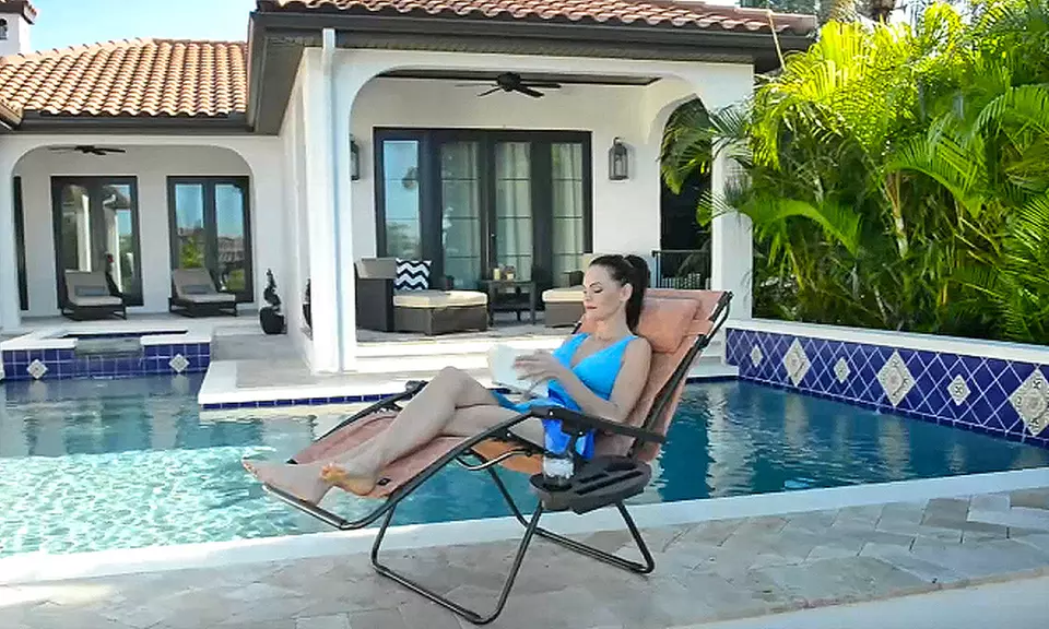Bliss Deluxe XL Zero Gravity Recliner Chair with Canopy, Pillow, and Tray Table - Primary Image