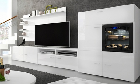 Soggiorno Denis con cantinetta per vini disponibile in 2 colori