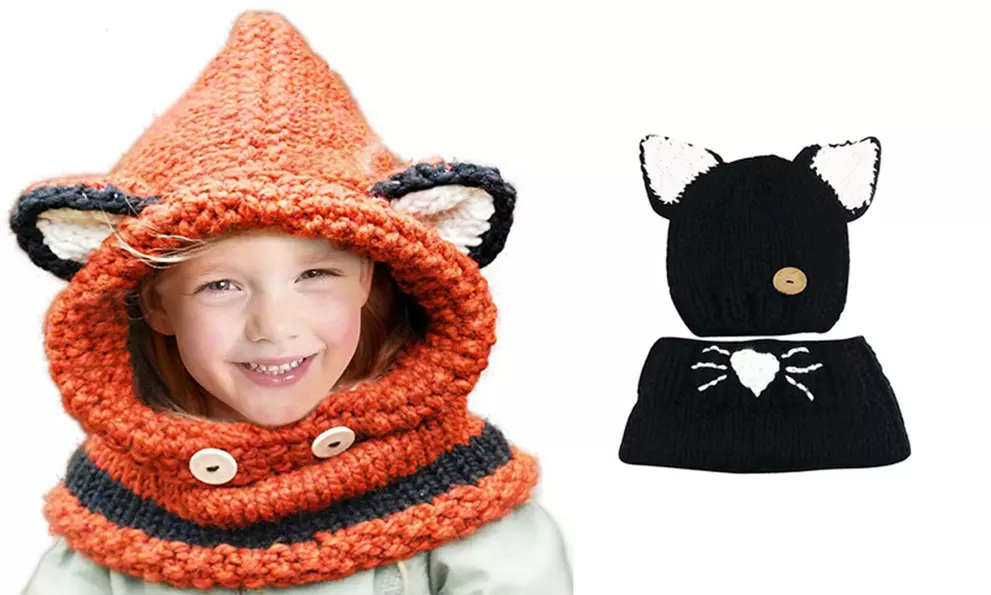 Kapuzen-Schal für Kinder in Orange, Hellgrau oder Schwarz - Primary Image