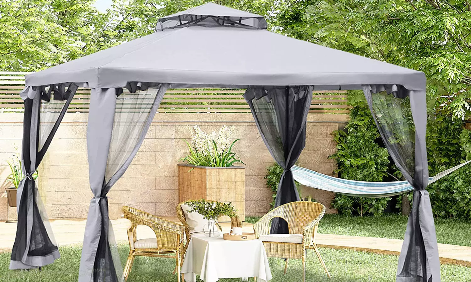Outsunny Gazebo with Net Curtains