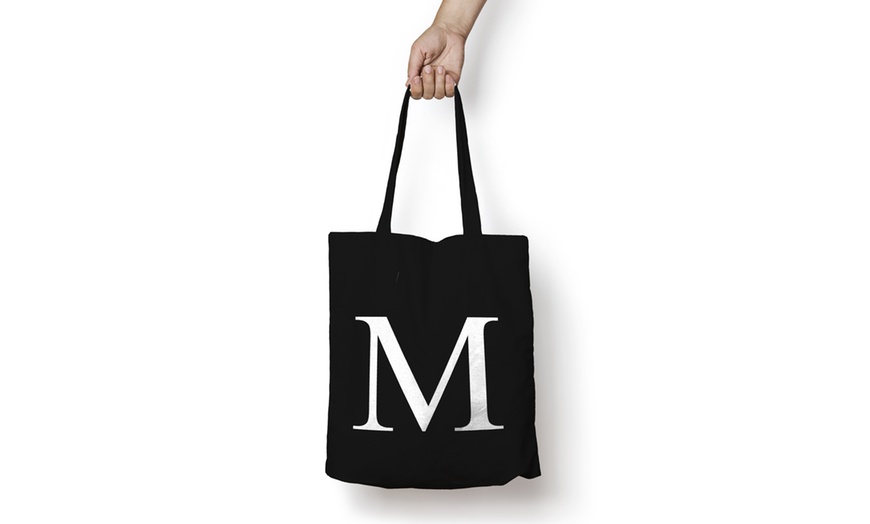 Image 14: Alphabet Letter Cotton Tote Bag