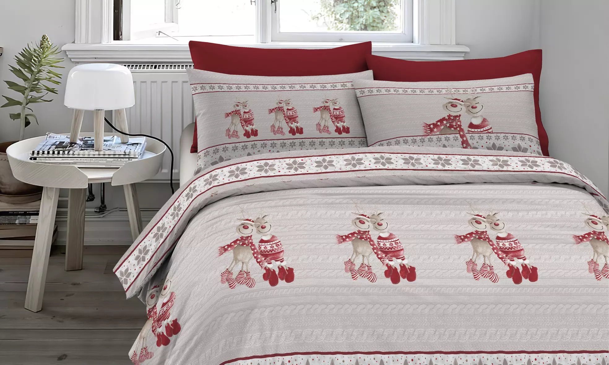 Flanell-Bettwäsche-Set mit winterlichem Motiv