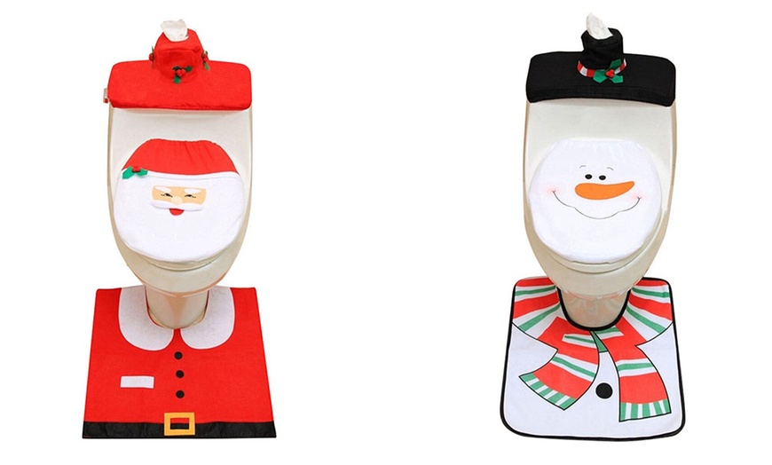 Image 18: Three-Piece Xmas Toilet Cover