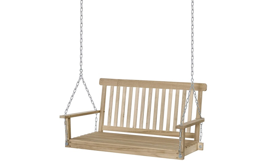 Image 1: Outsunny Outdoor Hanging Swing Bench