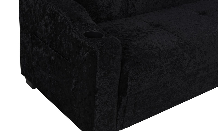 Image 4: Crushed Velvet Fabric Sofa Bed