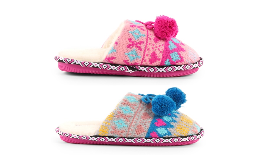 Image 2: London Shoe Co Women's Eskimo Warm-Lined Slippers 