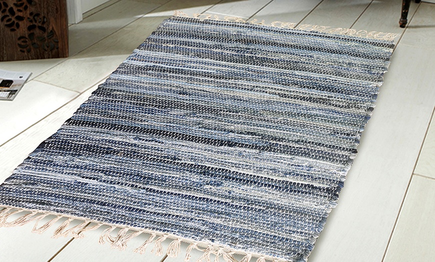 Image 1: Denim Chindi Handwoven Rug