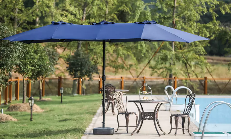 Twin 15' x 9' Rectangular Market Umbrella - Primary Image