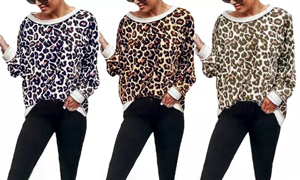 Pull pour femme imprimé léopard - Primary Image