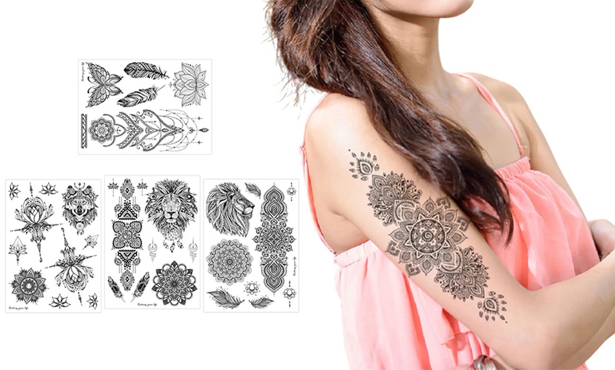 Image 2: Set of Six Sheets of Black Temporary Tattoos for Adults