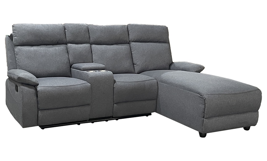 Image 3: Sorento Three Seater Fabric Corner Reclining Sofa 