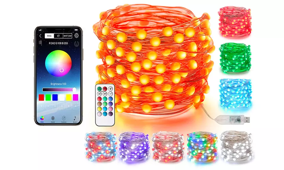 One or Two USB Plug Smart LED String Lights - Primary Image