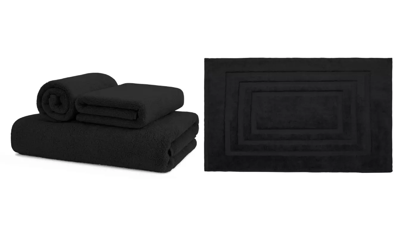 Set 3 salviette e tappeto Sophie in 100% cotone