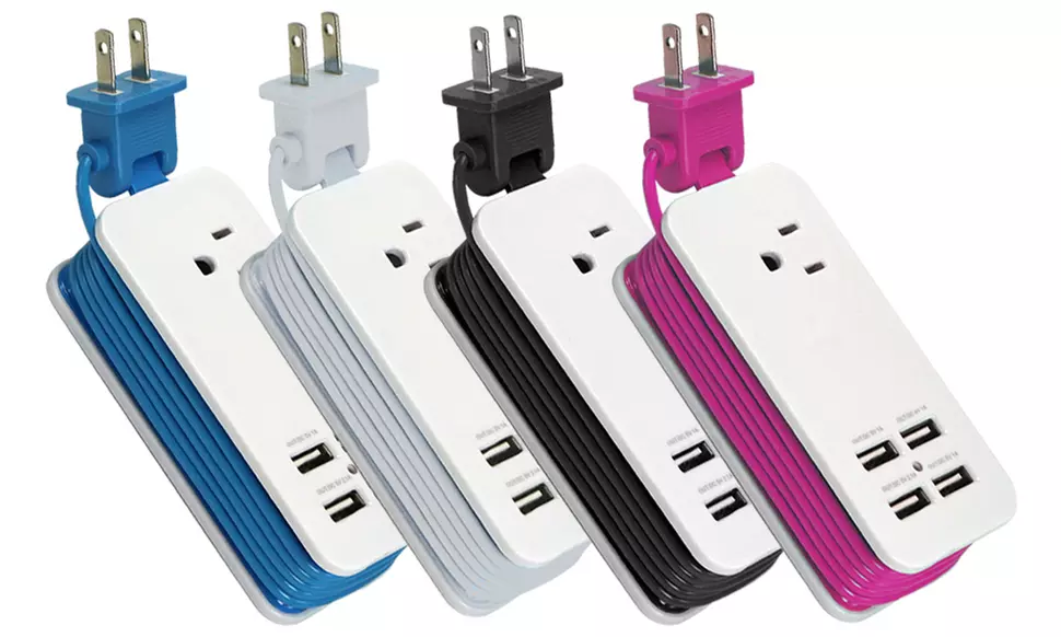 4-Port USB and Single AC Outlet Charging Station - Primary Image