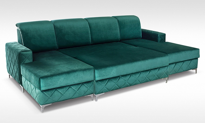 Image 3: Ohio Plush Velvet Sofa Bed