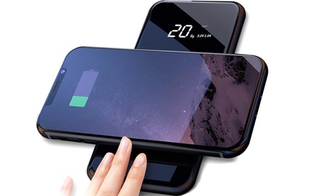 1, 2 ou 3 QI-Powerbank 20 000 mAh sans fil et affichage numérique, câble USB ou Lightning en option