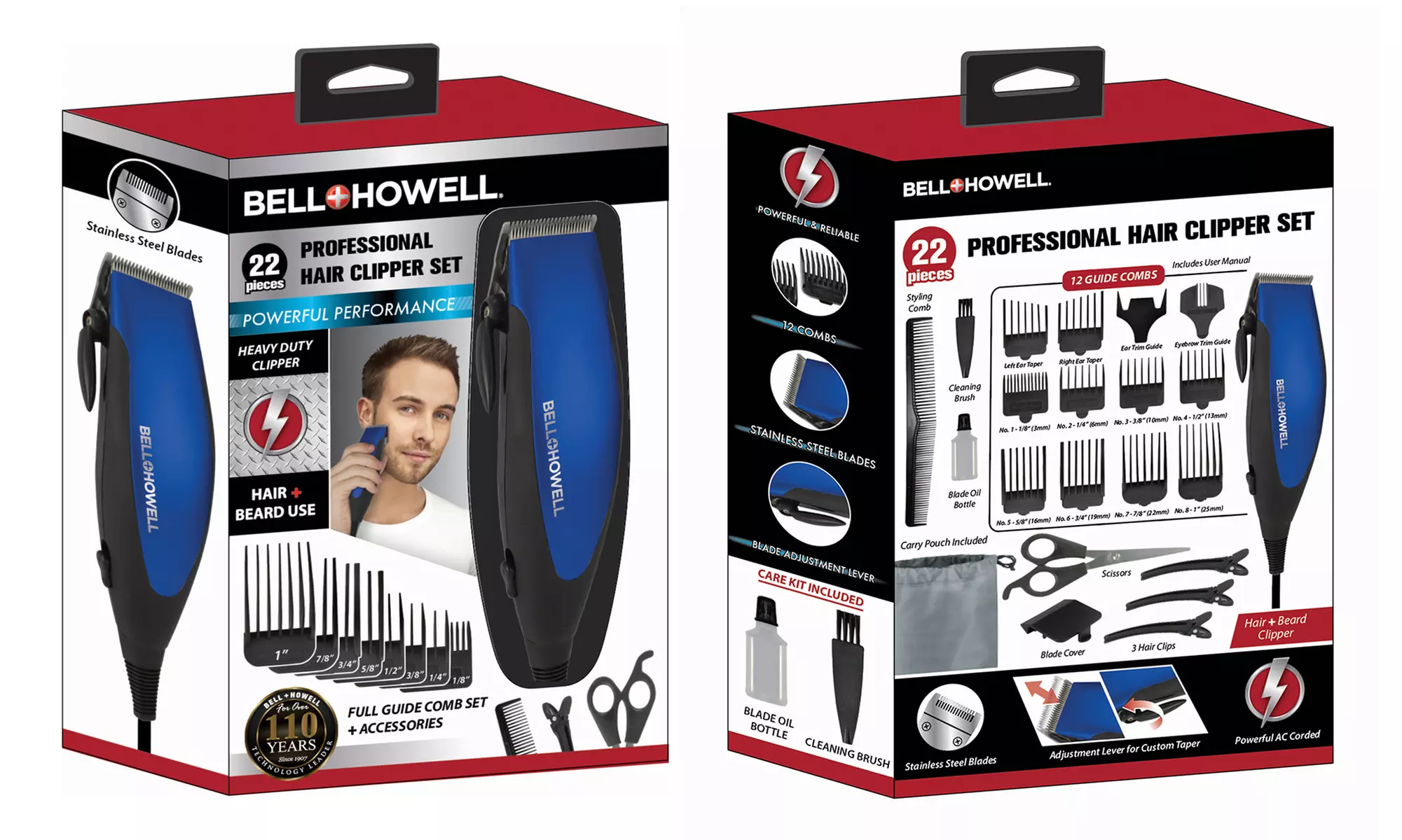 Bell + Howell Professional Hair Clipper Set (22-Piece) - Second Medium
