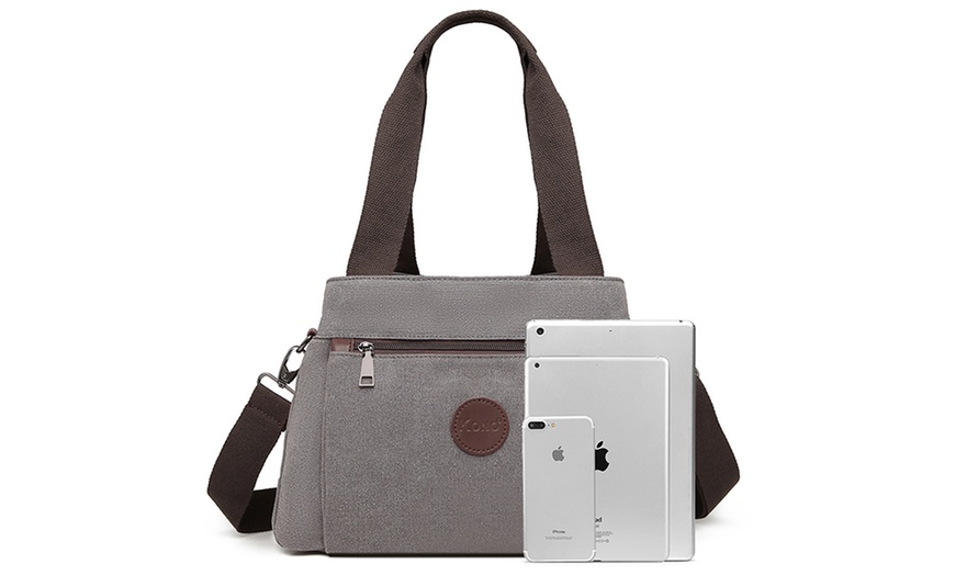 Image 16: Canvas Multi-Function Cross-Body Bag