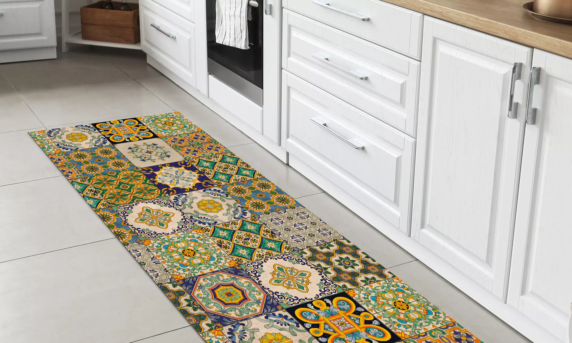 Non-Slip Kitchen Runner Rug with Digital Print
