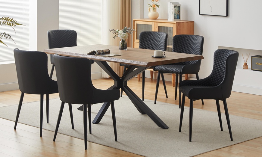 Image 1: Seven-Piece Industrial-Style Dining Set