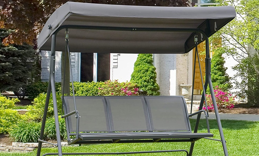 Image 4: Outsunny Three-Seater Swing Chair