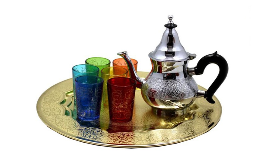 Image 3: Moroccan Tea Serving Tray Set