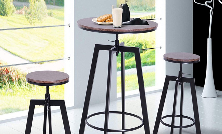 Image 1: Homcom Bar Stools and Table Set