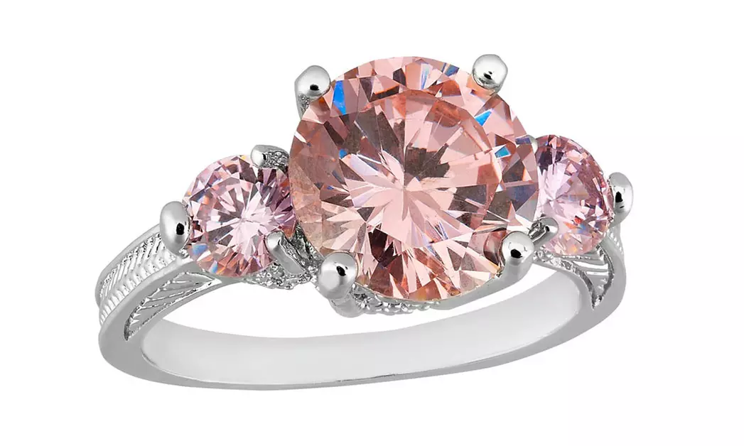 2.50 CTW Lab-Created Pink Sapphire Ring Filled with 10K White Gold - Primary Image