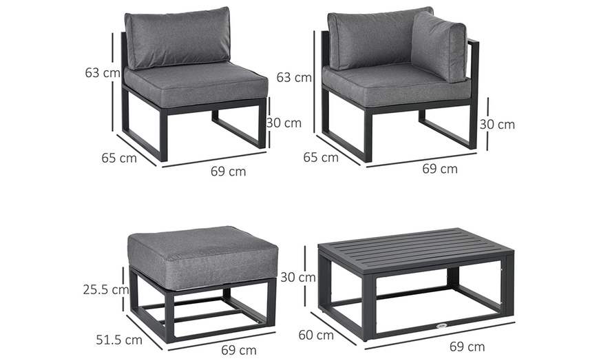 Image 4: Outsunny Outdoor Sectional Sofa Set