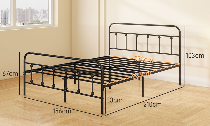 Image 8: HomCom Metal Bed Frames in Various Sizes and Colours