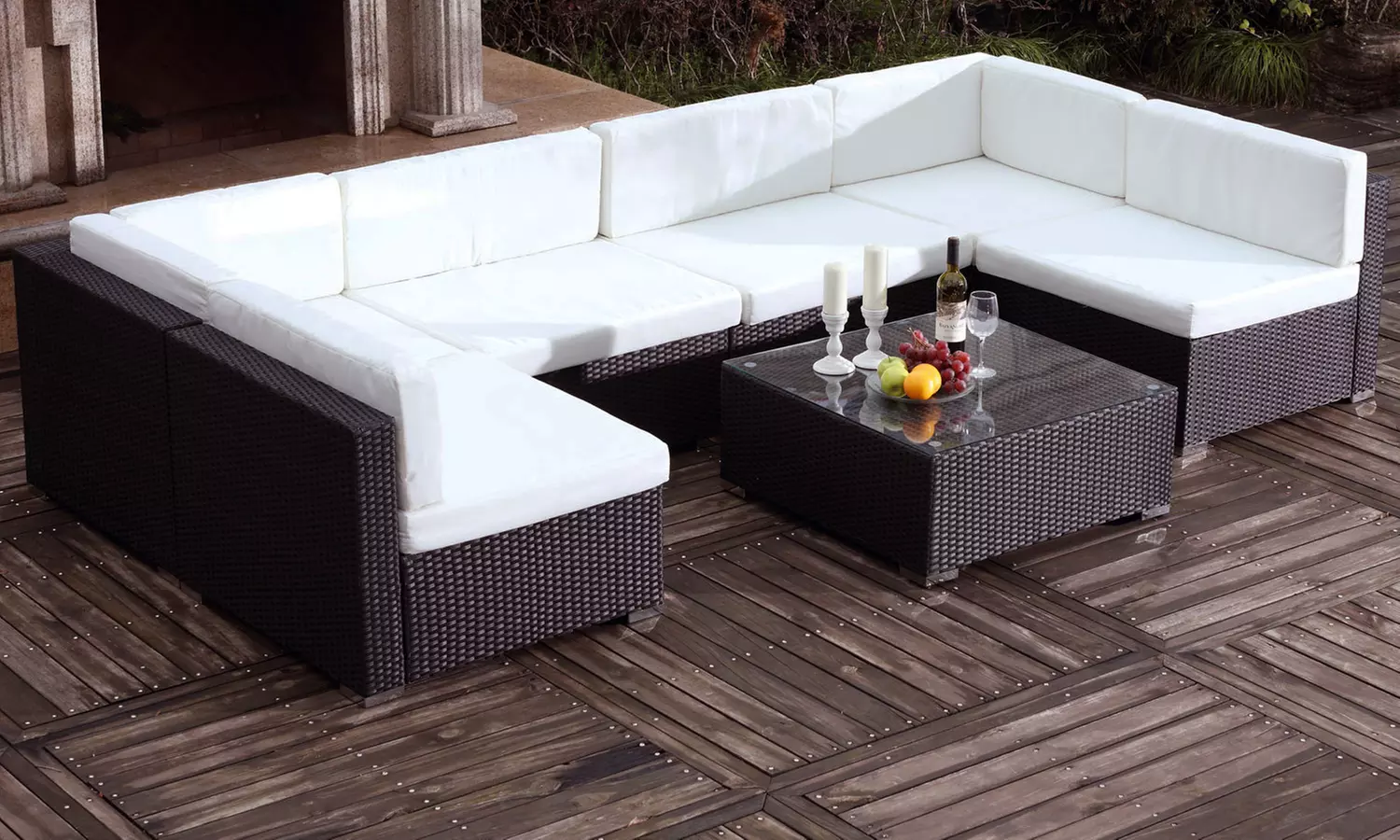 Salon de jardin en résine tressée 6 places Saeï de la marque Côté Lounge, livraison offerte - Primary Image