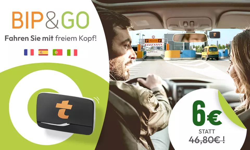 Badge zur elektr. Mautzahlung auf Autobahnen in Frankreich, Spanien, Portugal & Italien von Bip&Go (87% sparen) - Primary Image