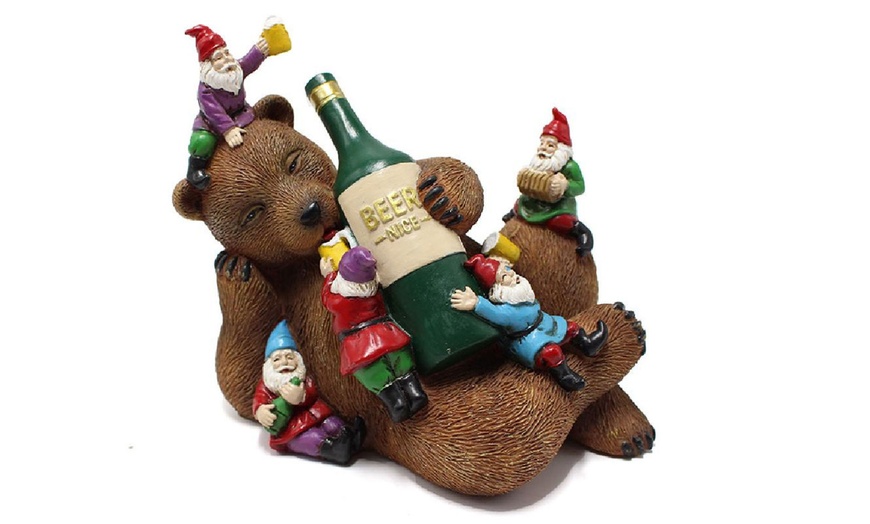 Image 1: Outdoor Garden Gnomes Drunk Bear