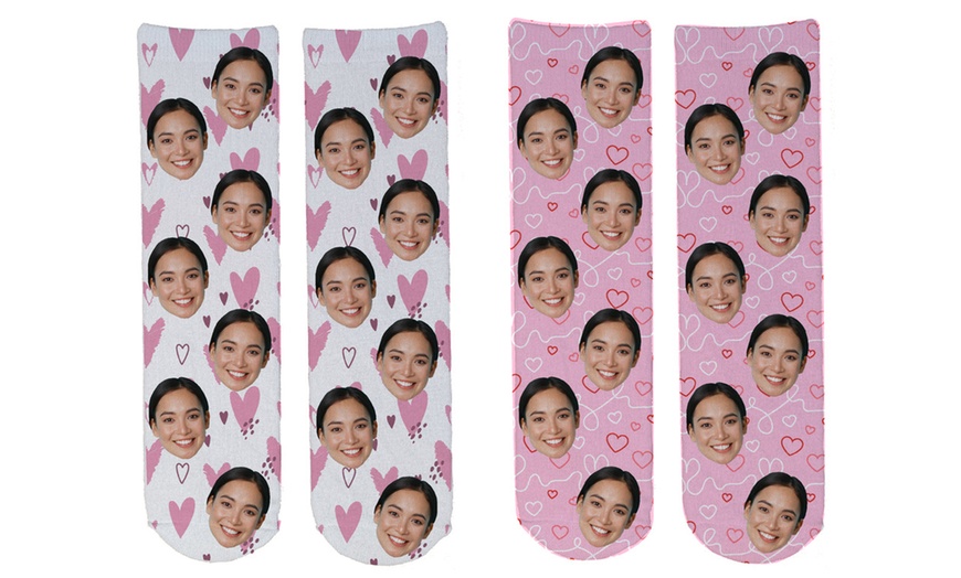 Image 3: Get fun with Love Theme Novelty Face Socks  for One or Two