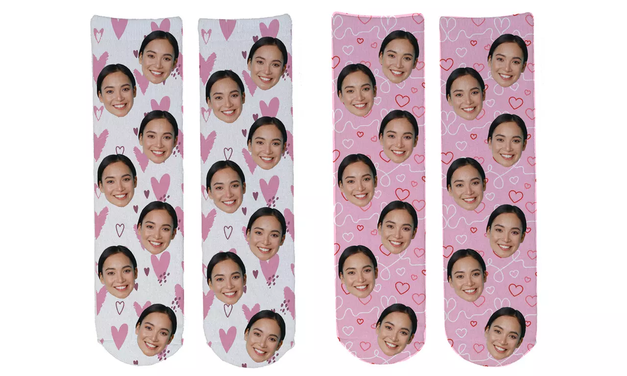 Get fun with Love Theme Novelty Face Socks  for One or Two