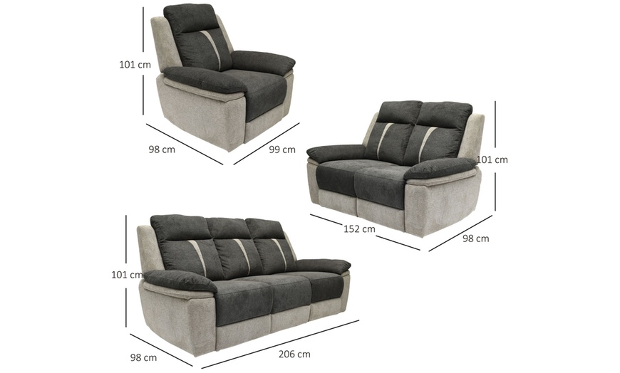 Image 10: Cologne Fabric Manual Recliner Sofa Set 