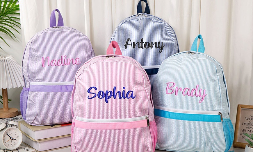 Image 3: One or Two Personalized Embroidery Backpacks in Six Fun Colors