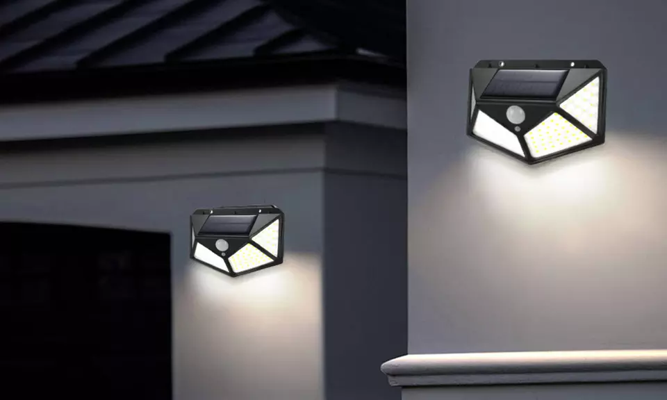 1 ou 2 appliques solaires sans fil à 100 LEDs V2, dotées d'un détecteur de mouvements - Primary Image