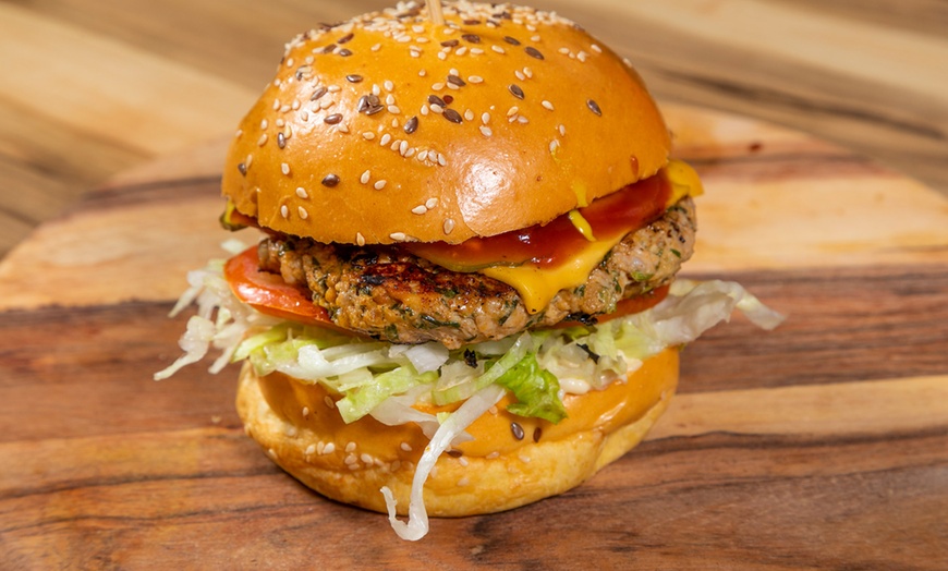 Image 9: Burger, Beer Battered Chips and Drink