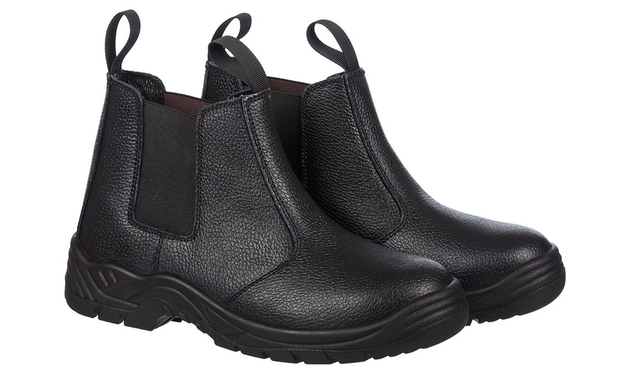 Image 2: Men's Black Slip-On Safety Boots