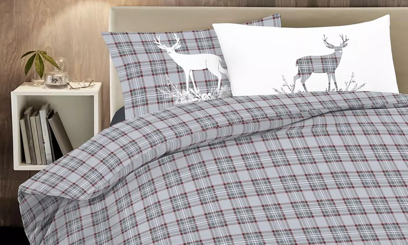 Housse de couette en coton à motif tartan