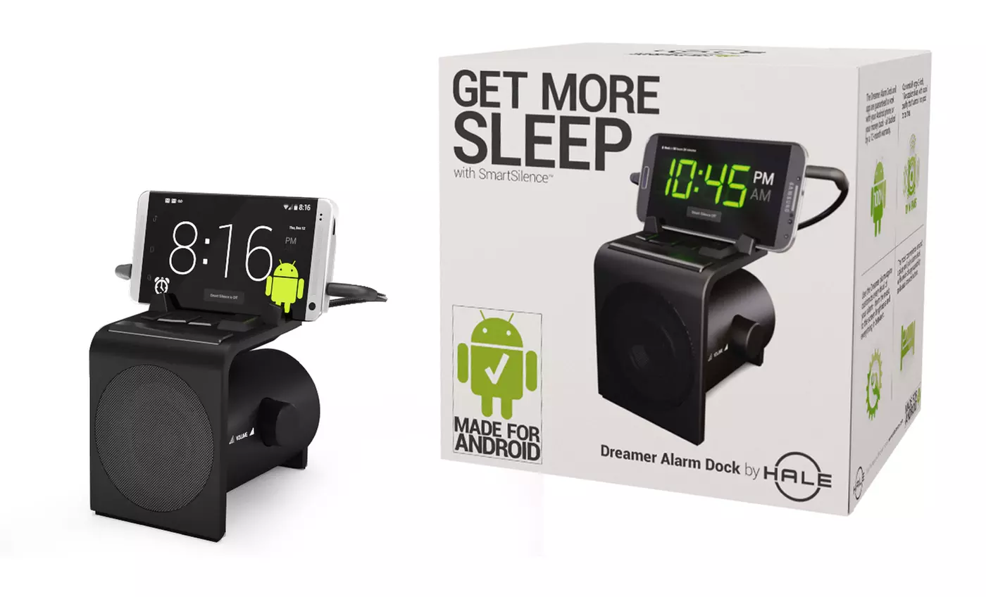 Hale Dreamer Alarm Clock 10W Speaker Dock and Charger with Snooze Bar for Android Phones  - Primary Image