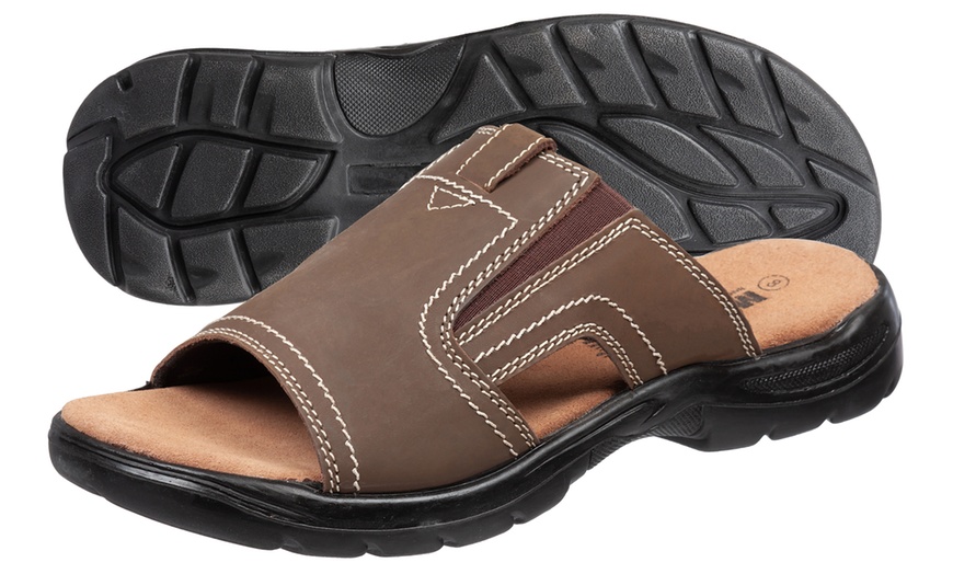 Image 14: Men's Slip-On Leather Sandals