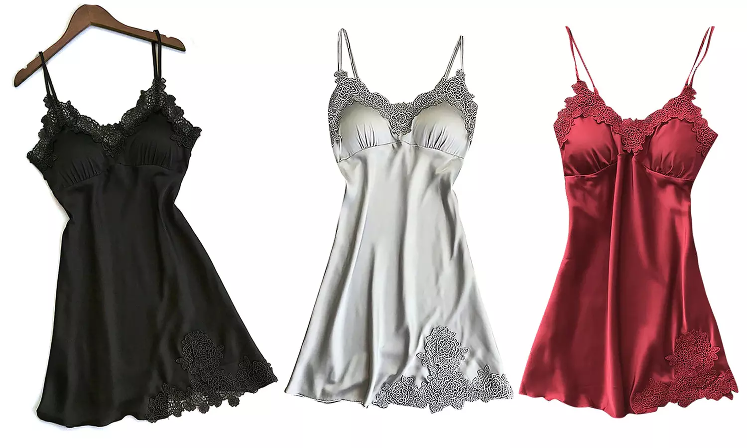 Nuisette en satin et dentelle - Primary Image