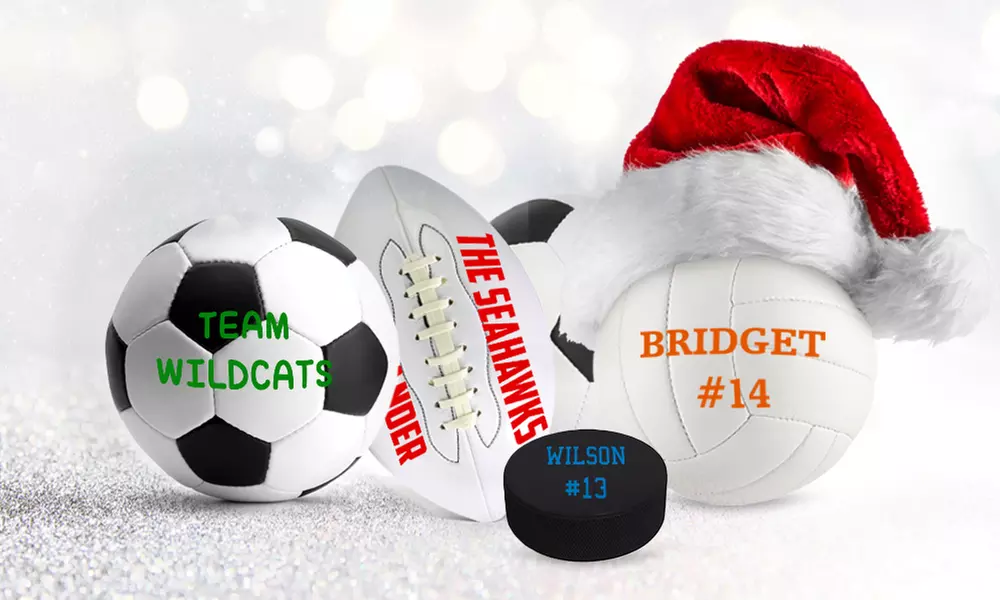 One or Two Custom Hockey Pucks, Volleyballs, Footballs, or Soccer Balls from Monogram Online (Up to 75% Off) - Primary Image