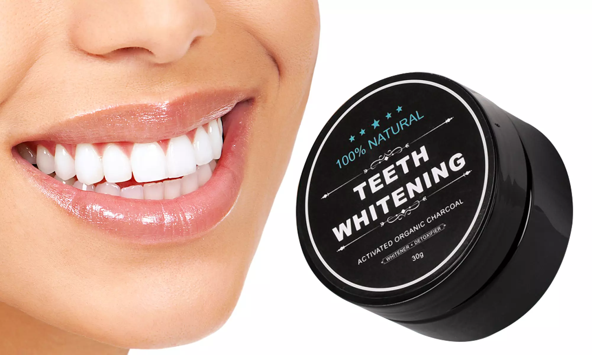 One, Two, or Four 30g Bottles of Charcoal Teeth Whitening Powder from My Beauty Secrets USA (80% Off) - Primary Image