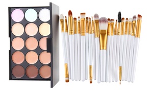 One, Two or Three 15-Piece Contour Palette and 20-Piece Brush Sets