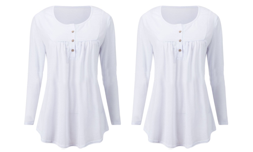 Image 8: Women's Long Sleeve Button Placket Top