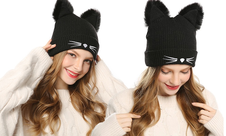 Image 5: Beanie Hat with Cat Ears