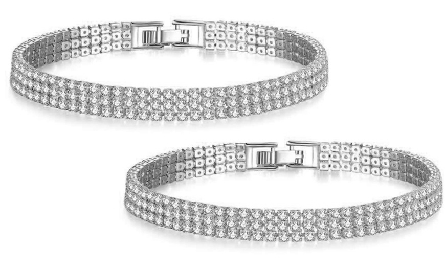 Image 3: Three-Row Pave Bracelet Made with Crystals from Swarovski®